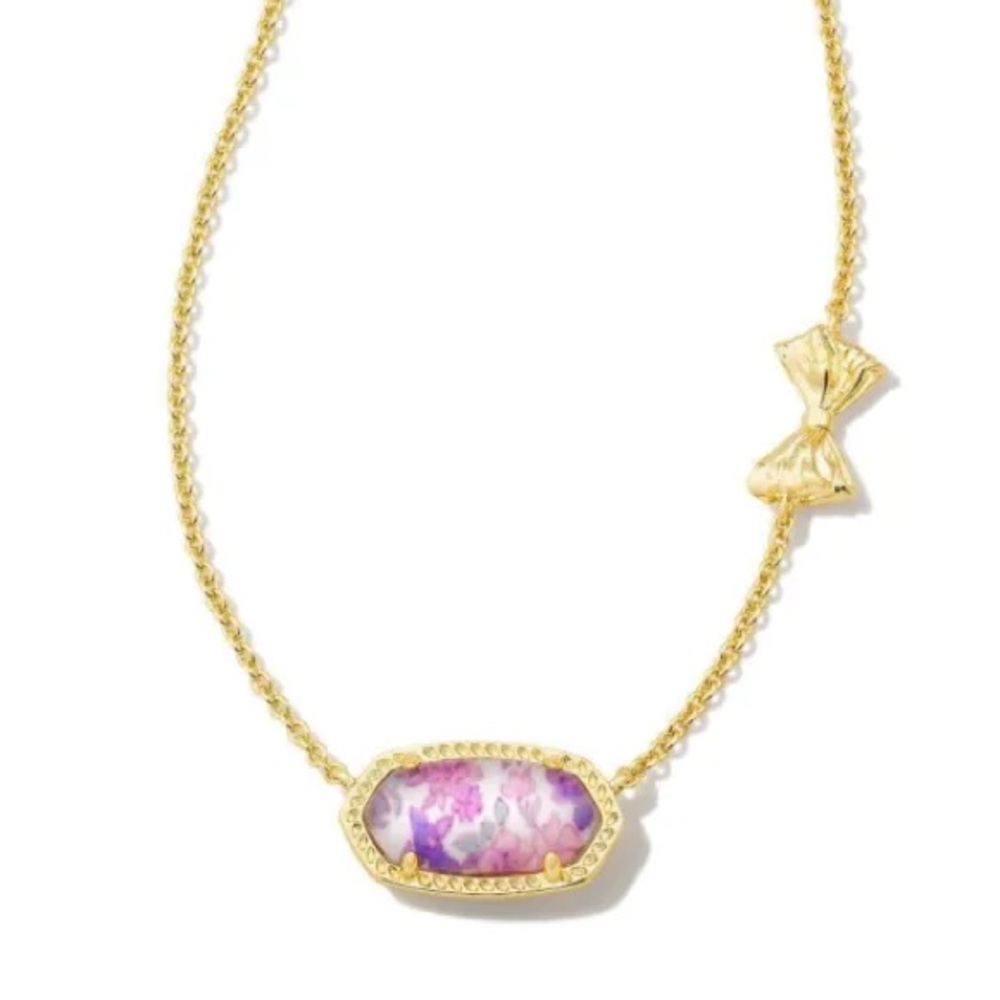Kendra Scott Gold Necklace with Pink and Purple Pendant